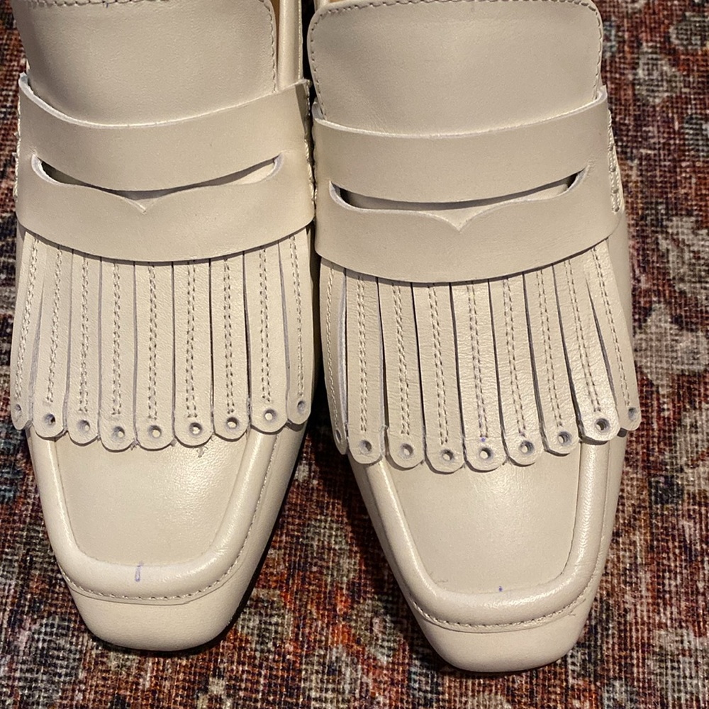 New Boden Cream/White Leather Block Heel Loafers. Size 39. Made In Spain. Chic! - Picture 10 of 12